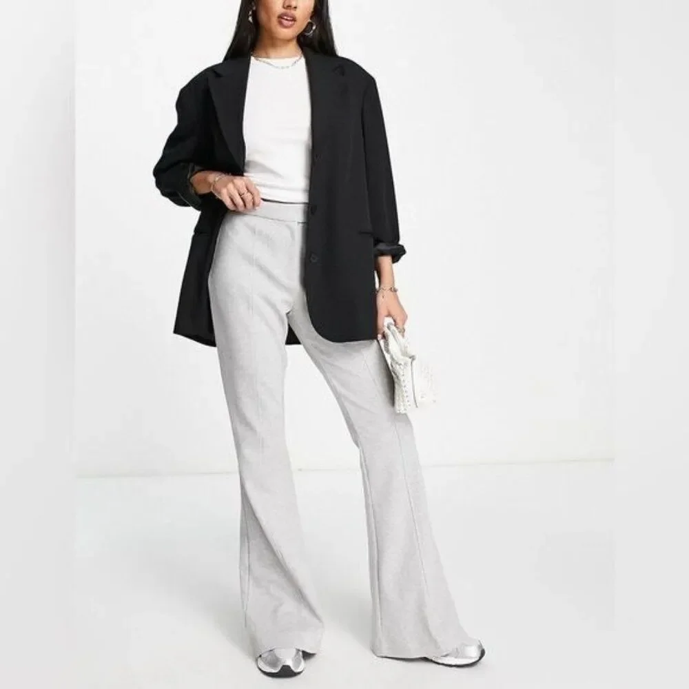 New Topshop jersey twill flare pant in Gray Size US 8